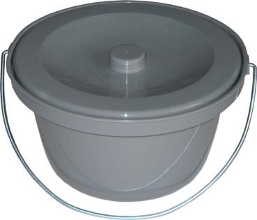 Eimer für Toilettenstuhl grau mit Deckel